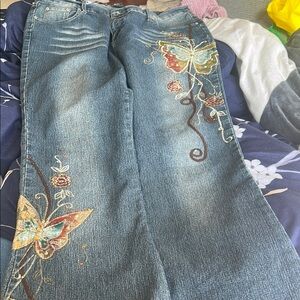 Embroidered Butterfly Women's Jeans
